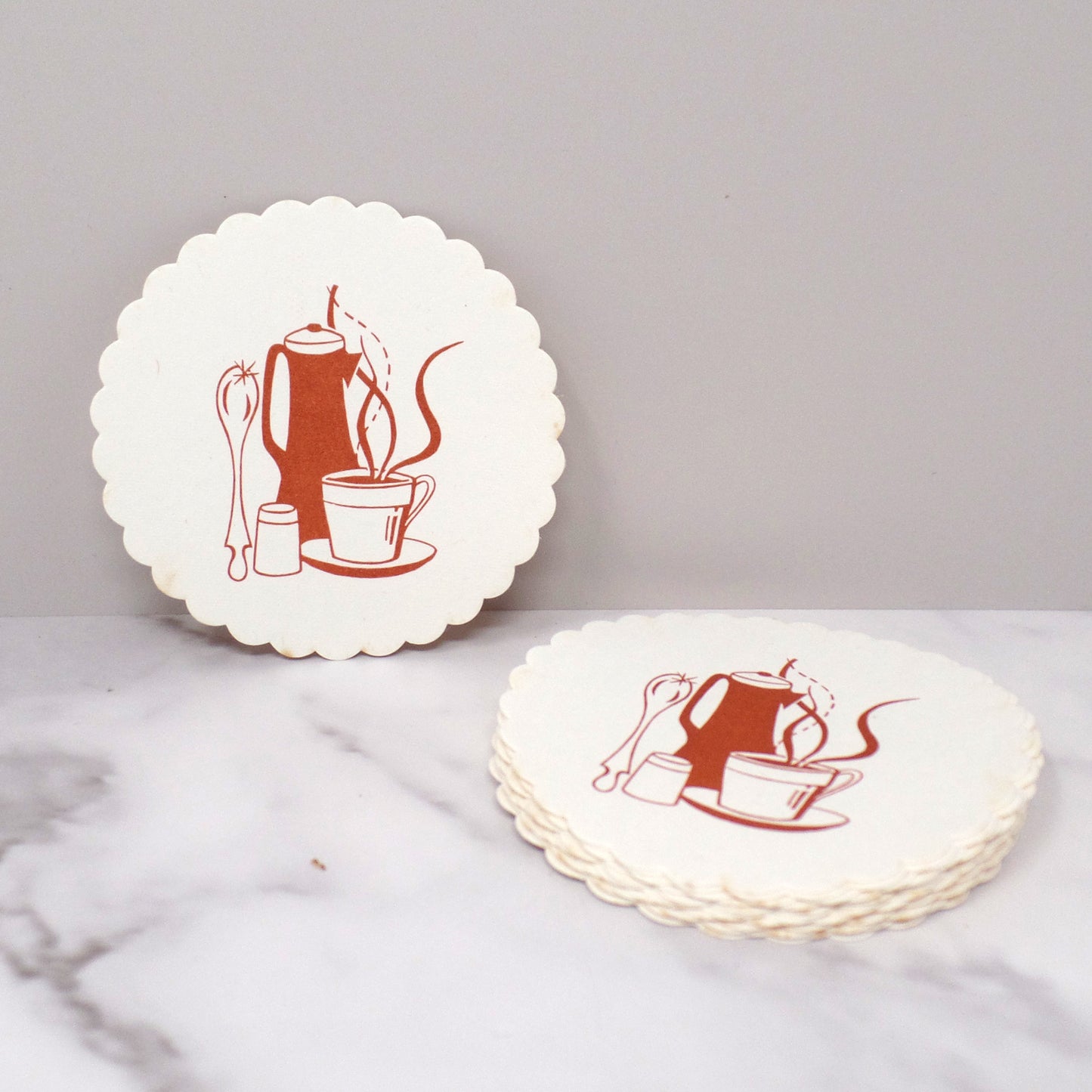 Vintage Disposable Paper Coasters - Brown Coffee, set of 12 (1950s)