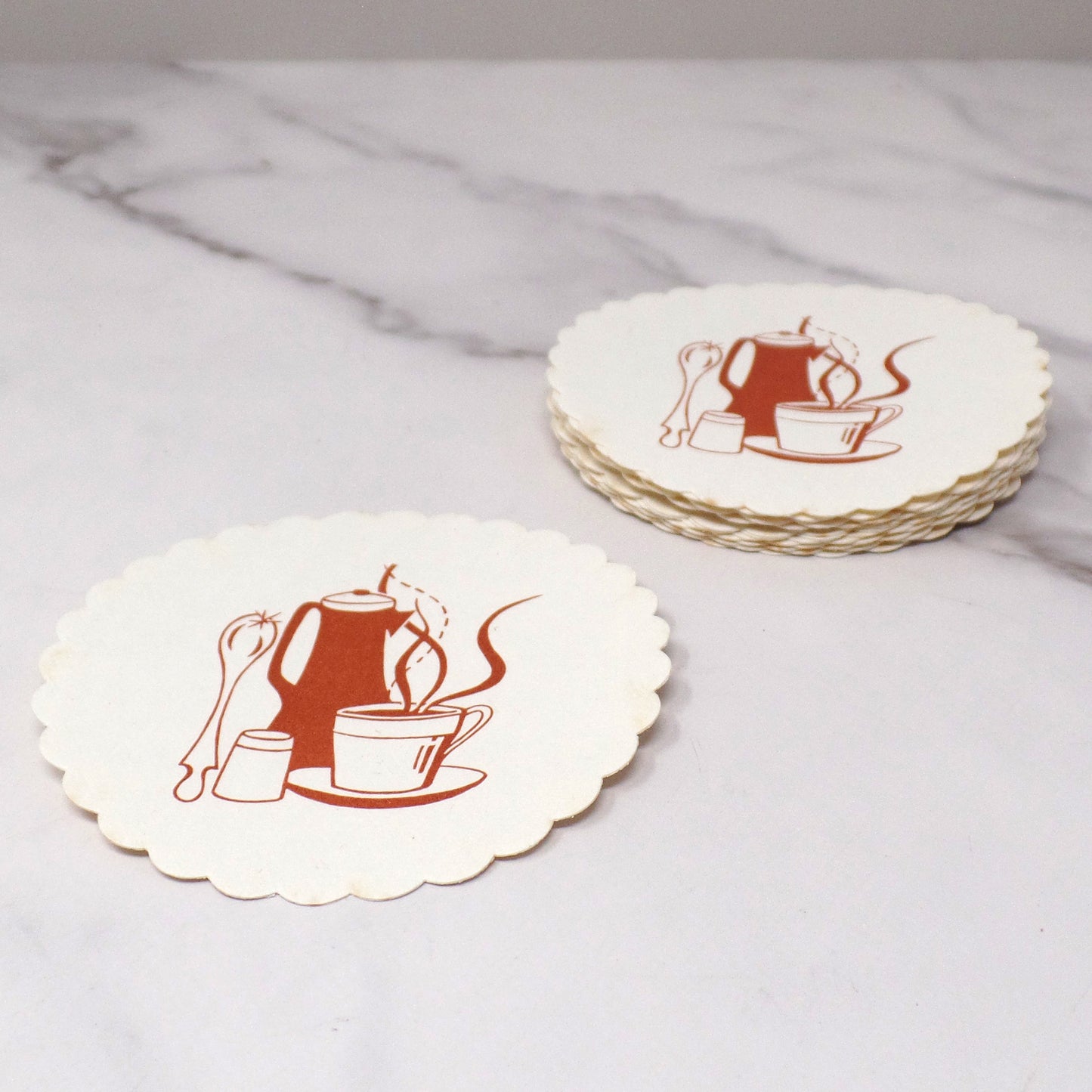 Vintage Disposable Paper Coasters - Brown Coffee, set of 12 (1950s)