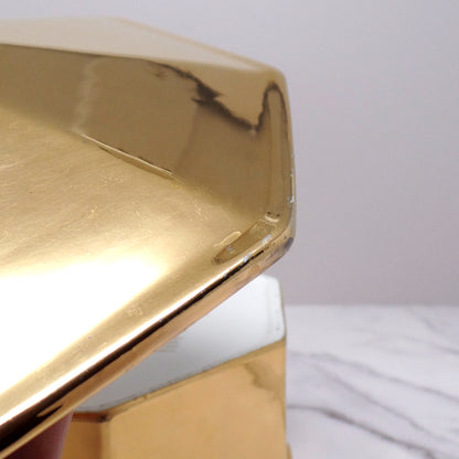 Vintage Hall Golden Glo Octagonal Lidded Casserole Dish, 22 Carat Gold Finish (1960s)