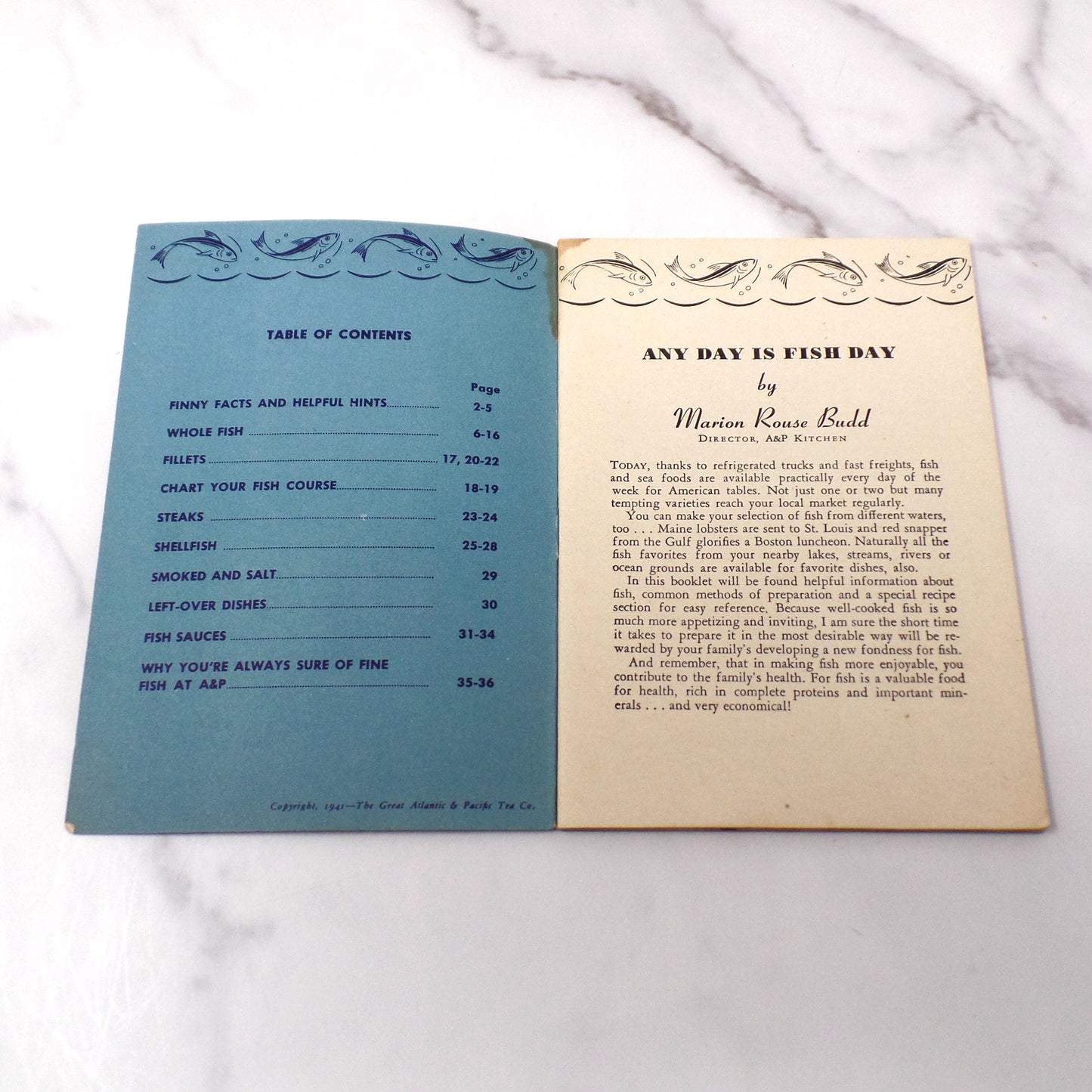 Vintage Booklet, How to Prepare Finer Fish Dishes (1941)