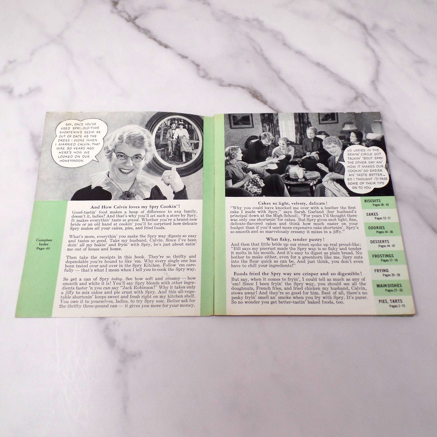 Vintage Booklet, Aunt Jenny’s Favorite Recipes, Spry Shortening Advertisement (1940s)