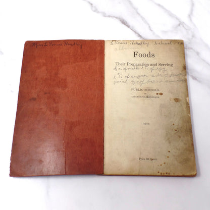 Antique Book, Foods: Their Preparation and Serving, Public Schools of Indianapolis, Indiana (1919)