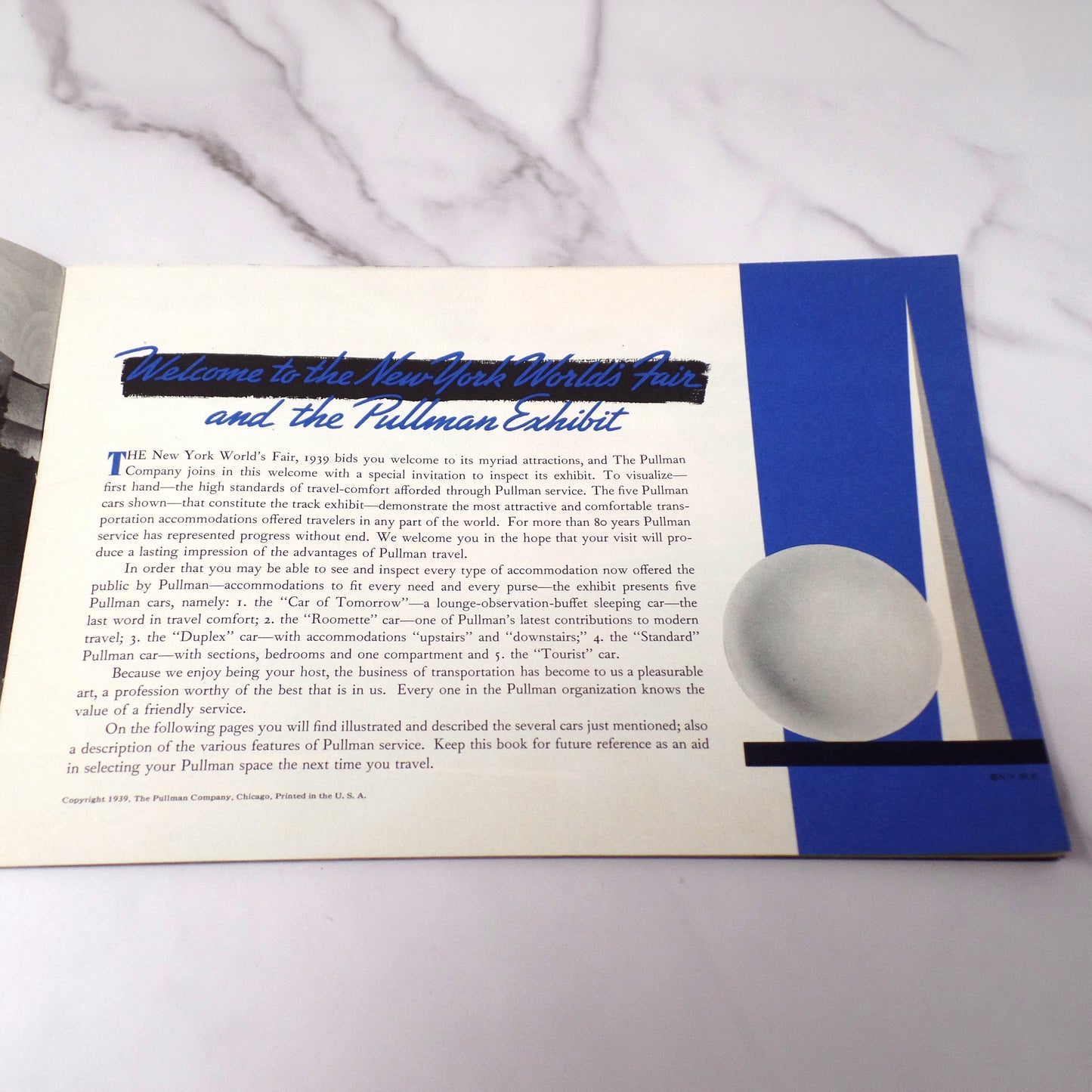Vintage Brochure, Pullman 1939 World’s Fair Booklet & 2 Single-sheet Leaflets (1939)