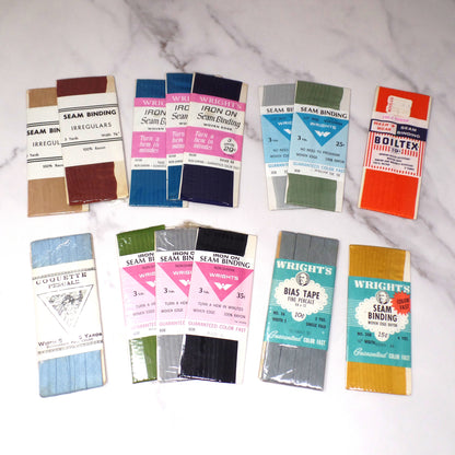 Vintage Bias Tape and Seam Binding, Lot of 14 Packs