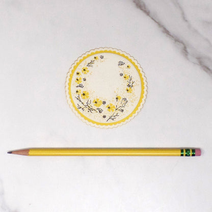 Vintage Paper Coasters with Yellow Flowers, set of 20 (1950s)