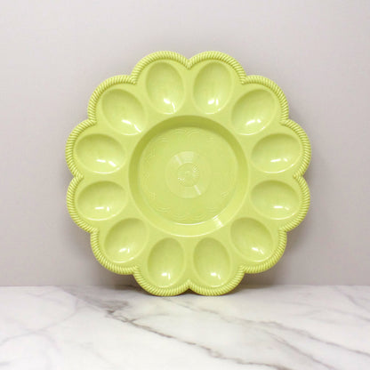Vintage Yellow-Green Plastic Egg Plate (1960s)