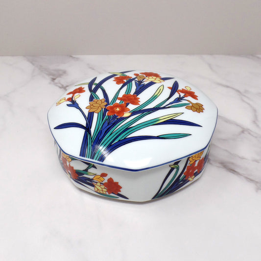 Vintage Tiffany & Co. Porcelain Covered Octagonal Trinket Box, Freesia Flowers (1970s)
