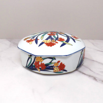 Vintage Tiffany & Co. Porcelain Covered Octagonal Trinket Box, Freesia Flowers (1970s)
