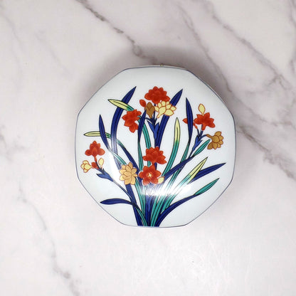 Vintage Tiffany & Co. Porcelain Covered Octagonal Trinket Box, Freesia Flowers (1970s)