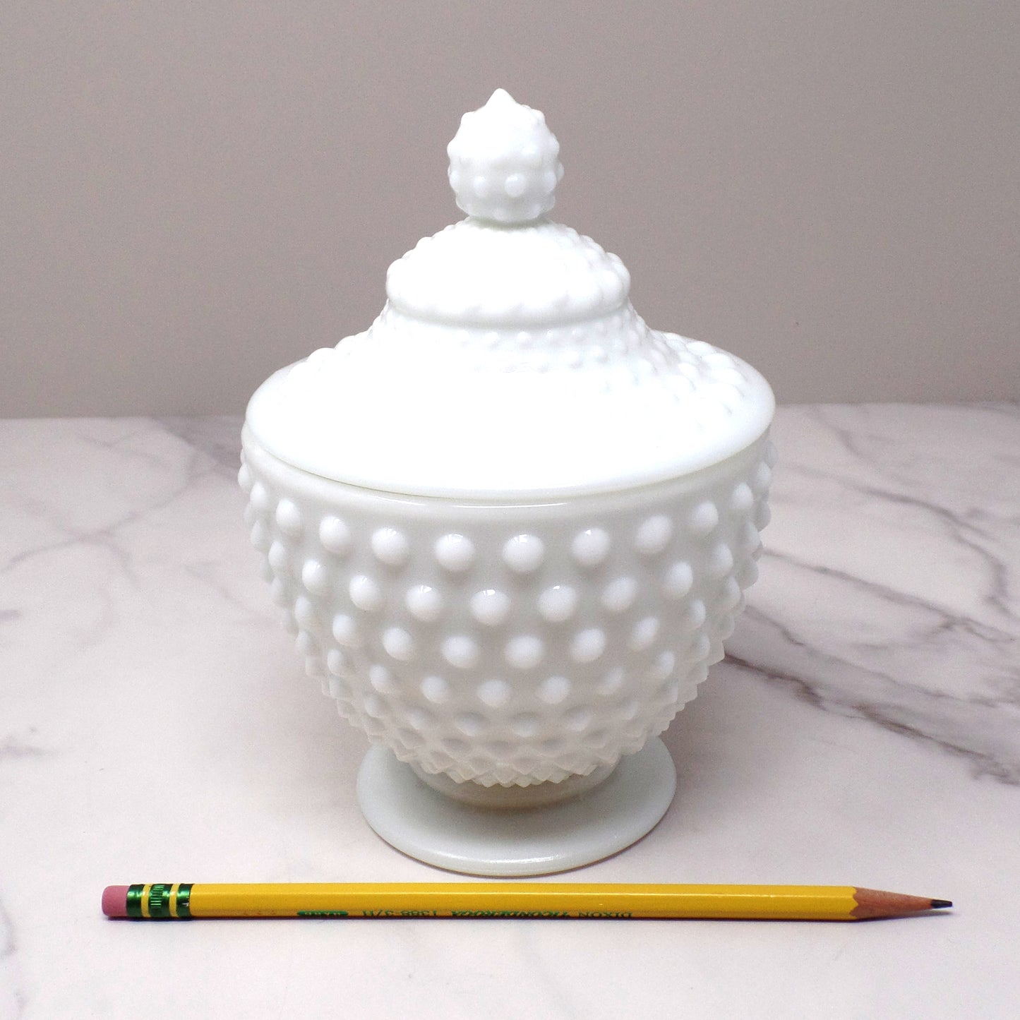 Vintage Fenton White Hobnail Milk Glass Covered Candy Dish (pre-1970s)