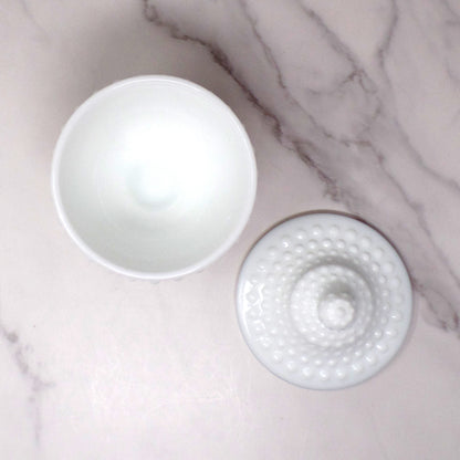 Vintage Fenton White Hobnail Milk Glass Covered Candy Dish (pre-1970s)