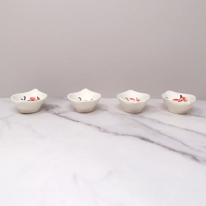 Vintage Hand-painted Ceramic Rooster Condiment Bowls - set of 4