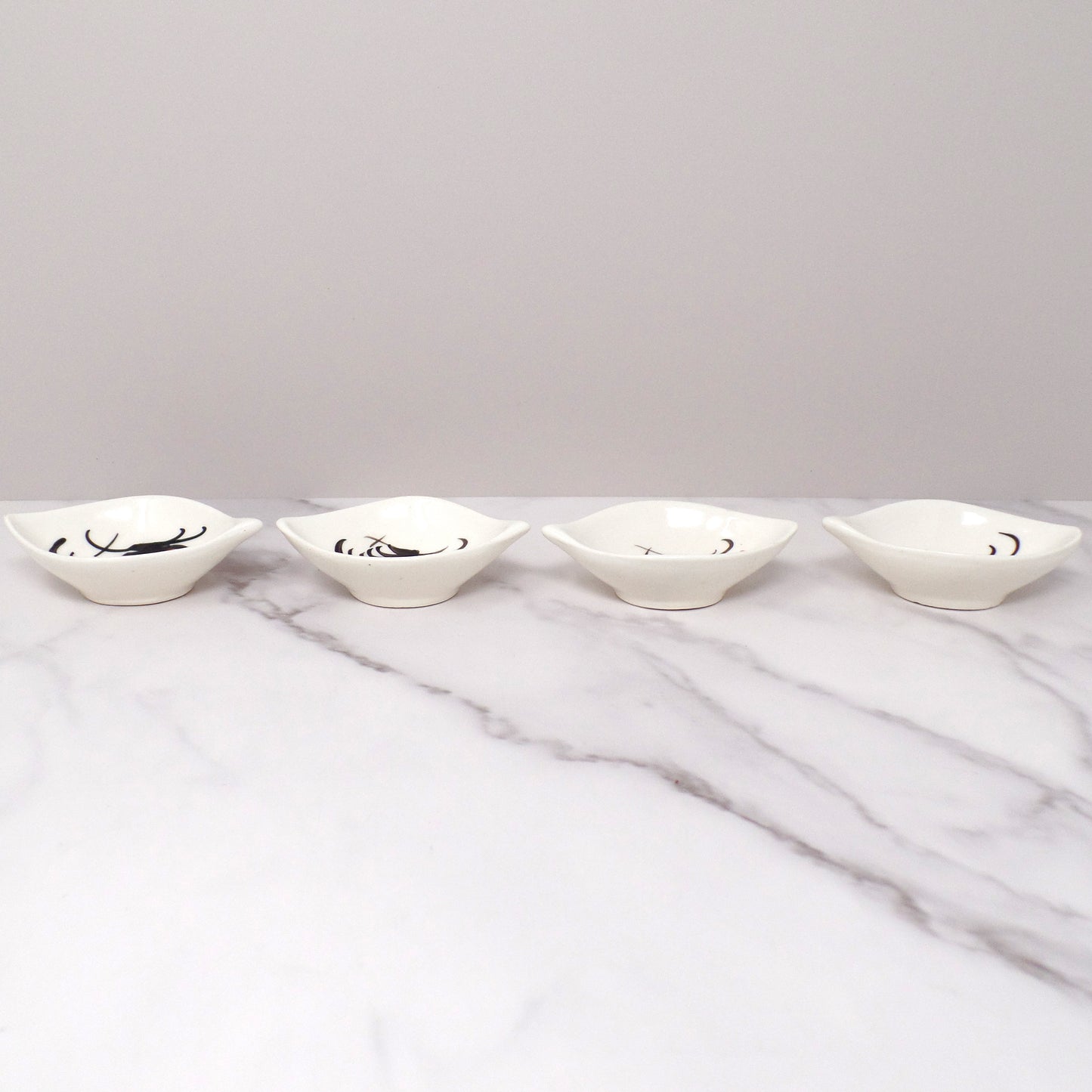 Vintage Hand-painted Ceramic Rooster Condiment Bowls - set of 4