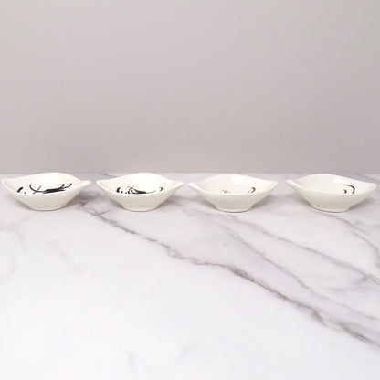 Vintage Hand-painted Ceramic Rooster Condiment Bowls - set of 4