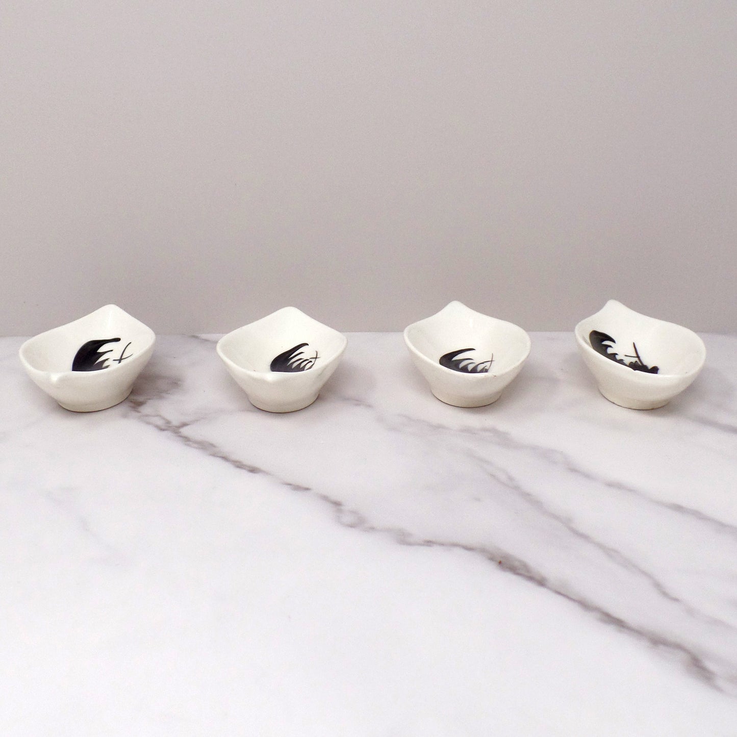 Vintage Hand-painted Ceramic Rooster Condiment Bowls - set of 4