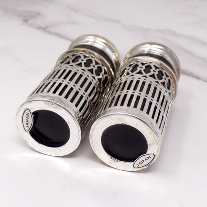 Vintage Godinger Silverplate and Cobalt Glass Salt & Pepper Shaker Set, in Box