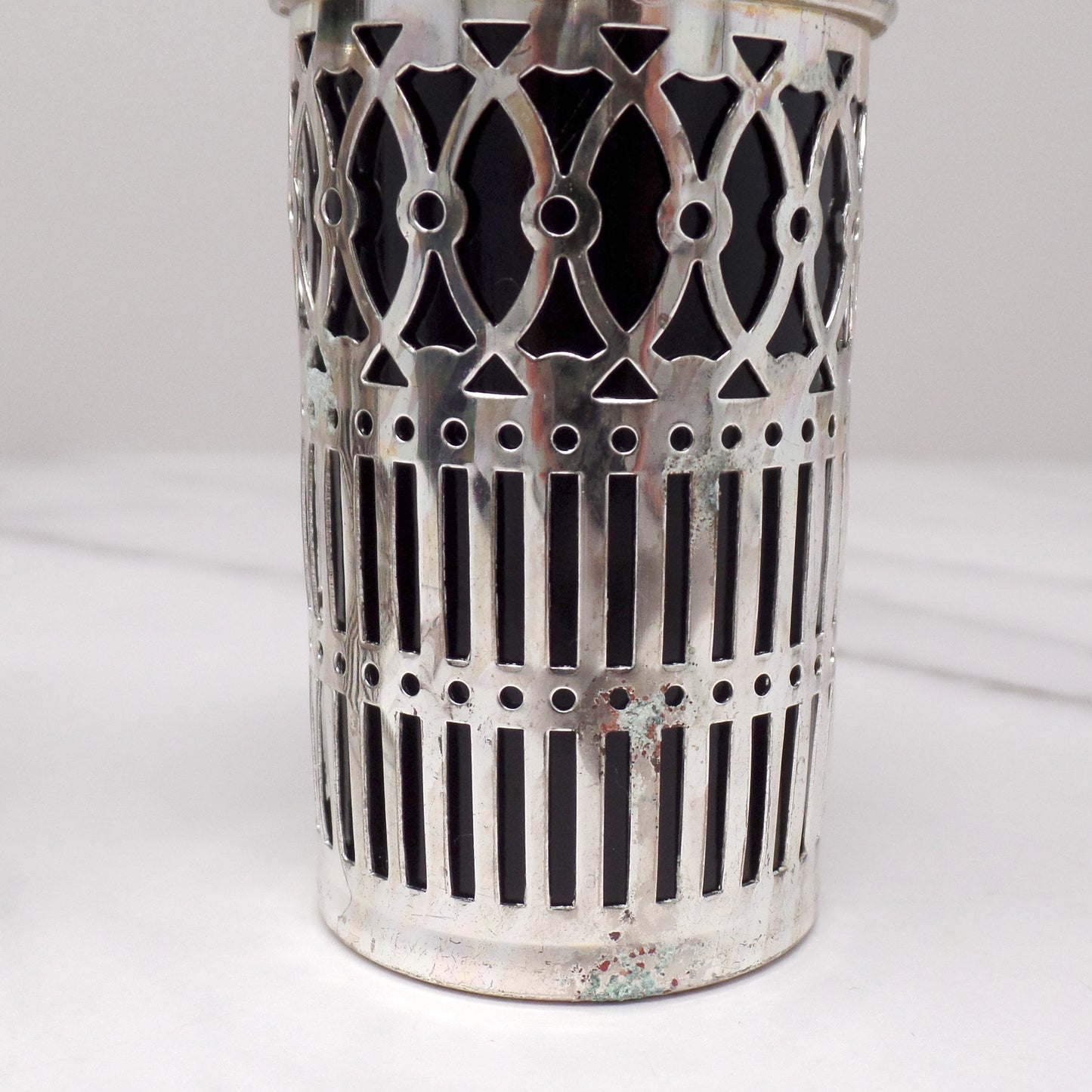 Vintage Godinger Silverplate and Cobalt Glass Salt & Pepper Shaker Set, in Box