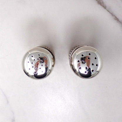 Vintage Godinger Silverplate and Cobalt Glass Salt & Pepper Shaker Set, in Box