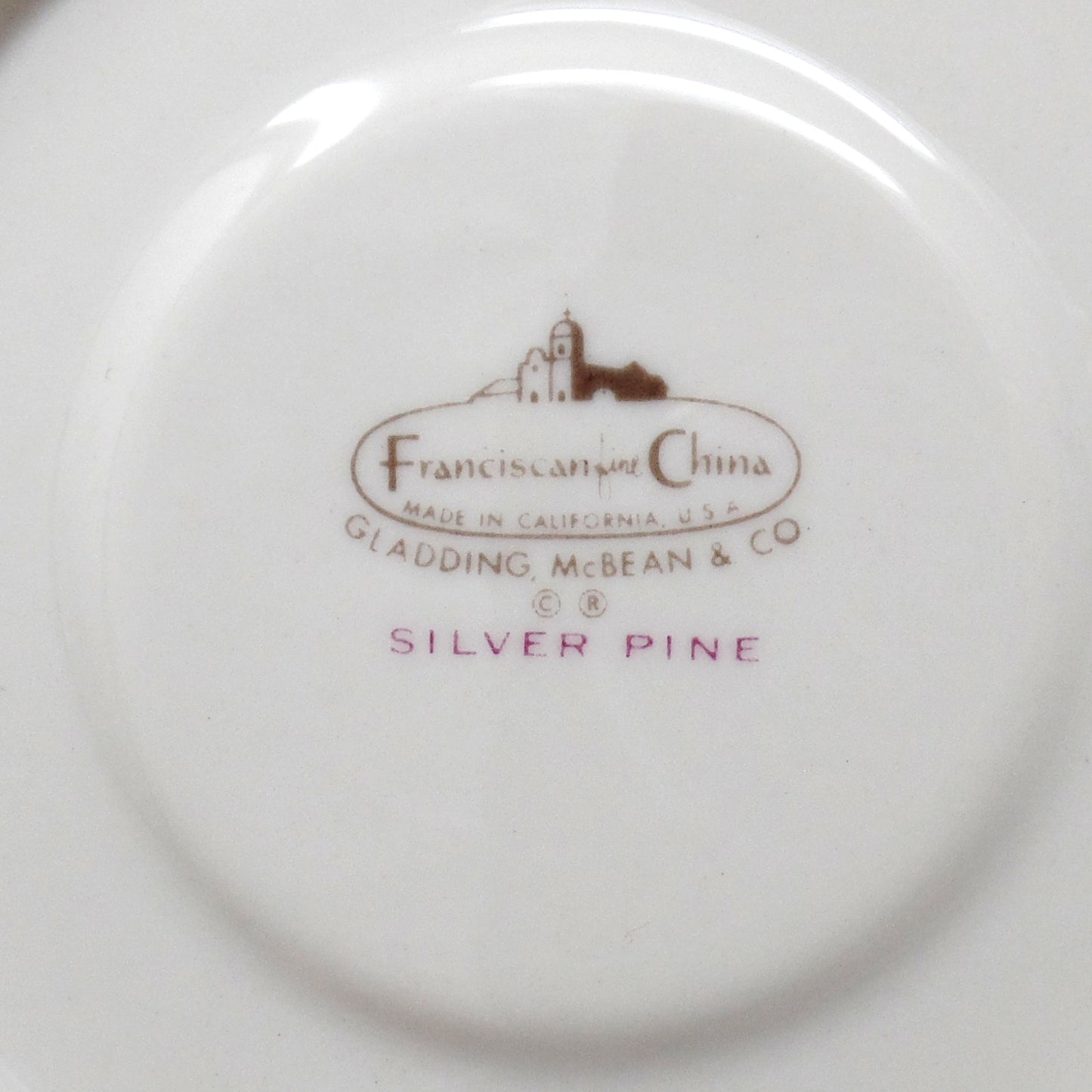 Vintage Franciscan Fine China MCM Silver Pine Cup and Saucer (1955-58)