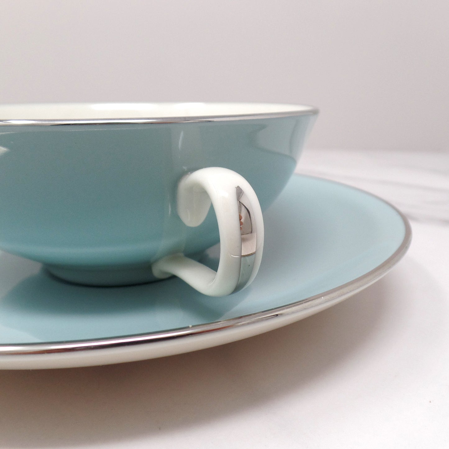 Vintage Franciscan Fine China MCM Silver Pine Cup and Saucer (1955-58)