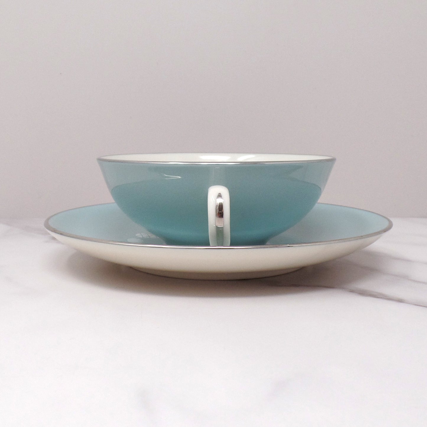 Vintage Franciscan Fine China MCM Silver Pine Cup and Saucer (1955-58)