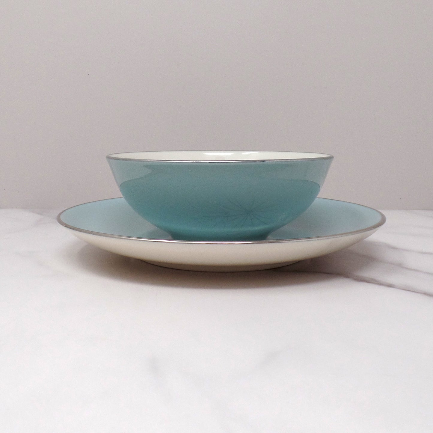 Vintage Franciscan Fine China MCM Silver Pine Cup and Saucer (1955-58)