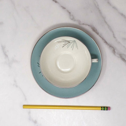 Vintage Franciscan Fine China MCM Silver Pine Cup and Saucer (1955-58)