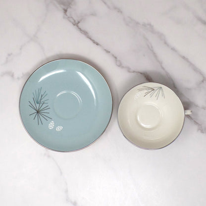 Vintage Franciscan Fine China MCM Silver Pine Cup and Saucer (1955-58)