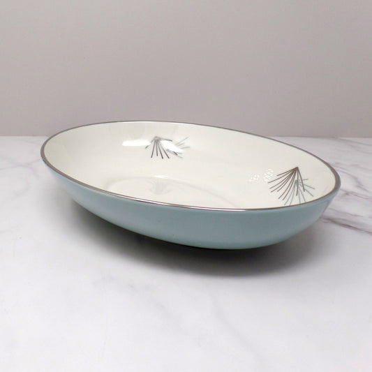 Vintage Franciscan Fine China MCM Silver Pine Oval Serving Bowl (1955-58)