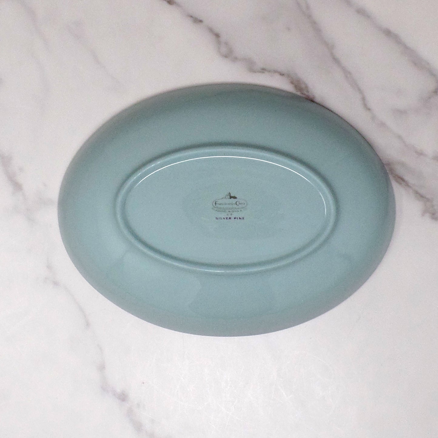 Vintage Franciscan Fine China MCM Silver Pine Oval Serving Bowl (1955-58)