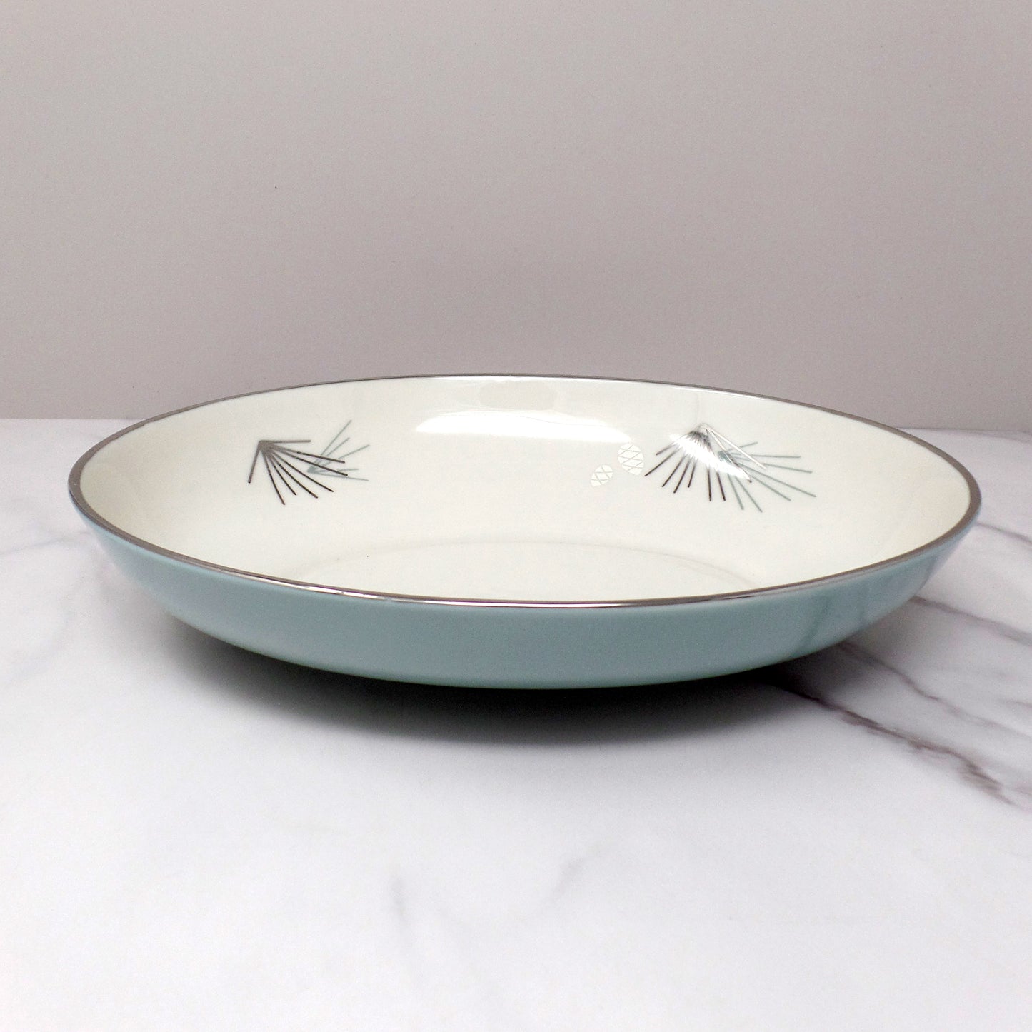 Vintage Franciscan Fine China MCM Silver Pine Oval Serving Bowl (1955-58)