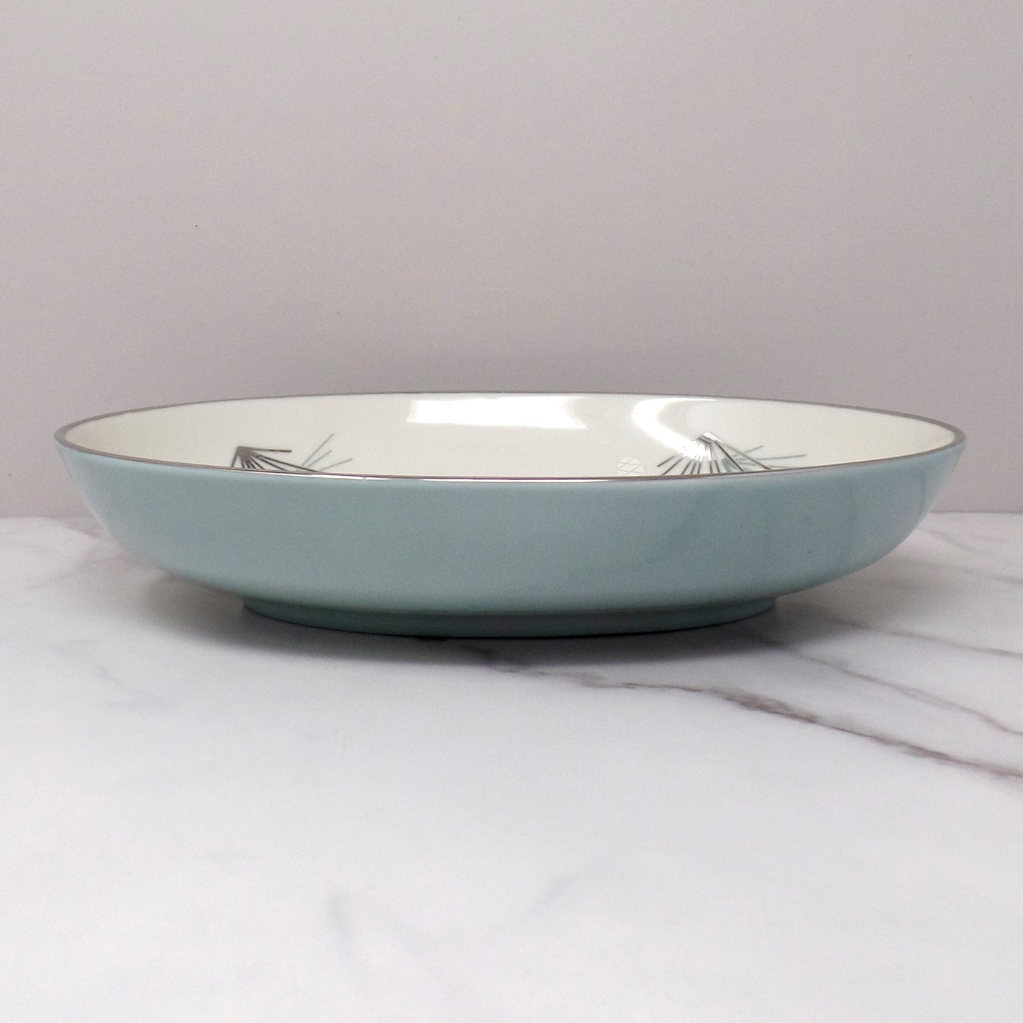 Vintage Franciscan Fine China MCM Silver Pine Oval Serving Bowl (1955-58)