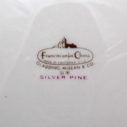 Vintage Franciscan Fine China MCM Silver Pine Dinner Plate (1955-58)