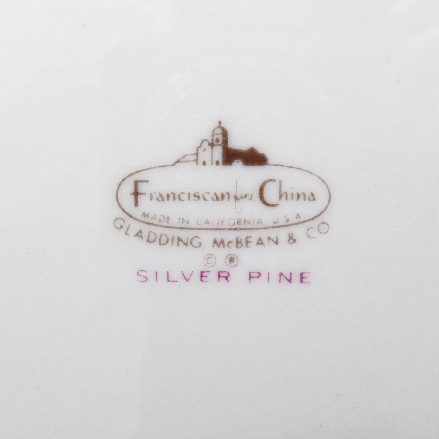 Vintage Franciscan Fine China MCM Silver Pine Salad Plate (1955-58)