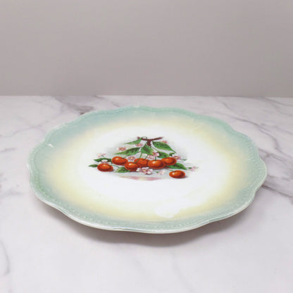 Antique East End Pottery Co. Porcelain Plate, Cherries & Blossoms (1894-1910)