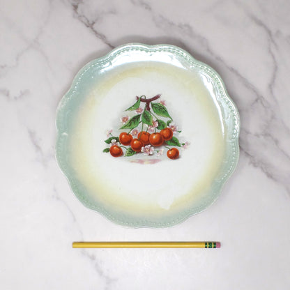 Antique East End Pottery Co. Porcelain Plate, Cherries & Blossoms (1894-1910)