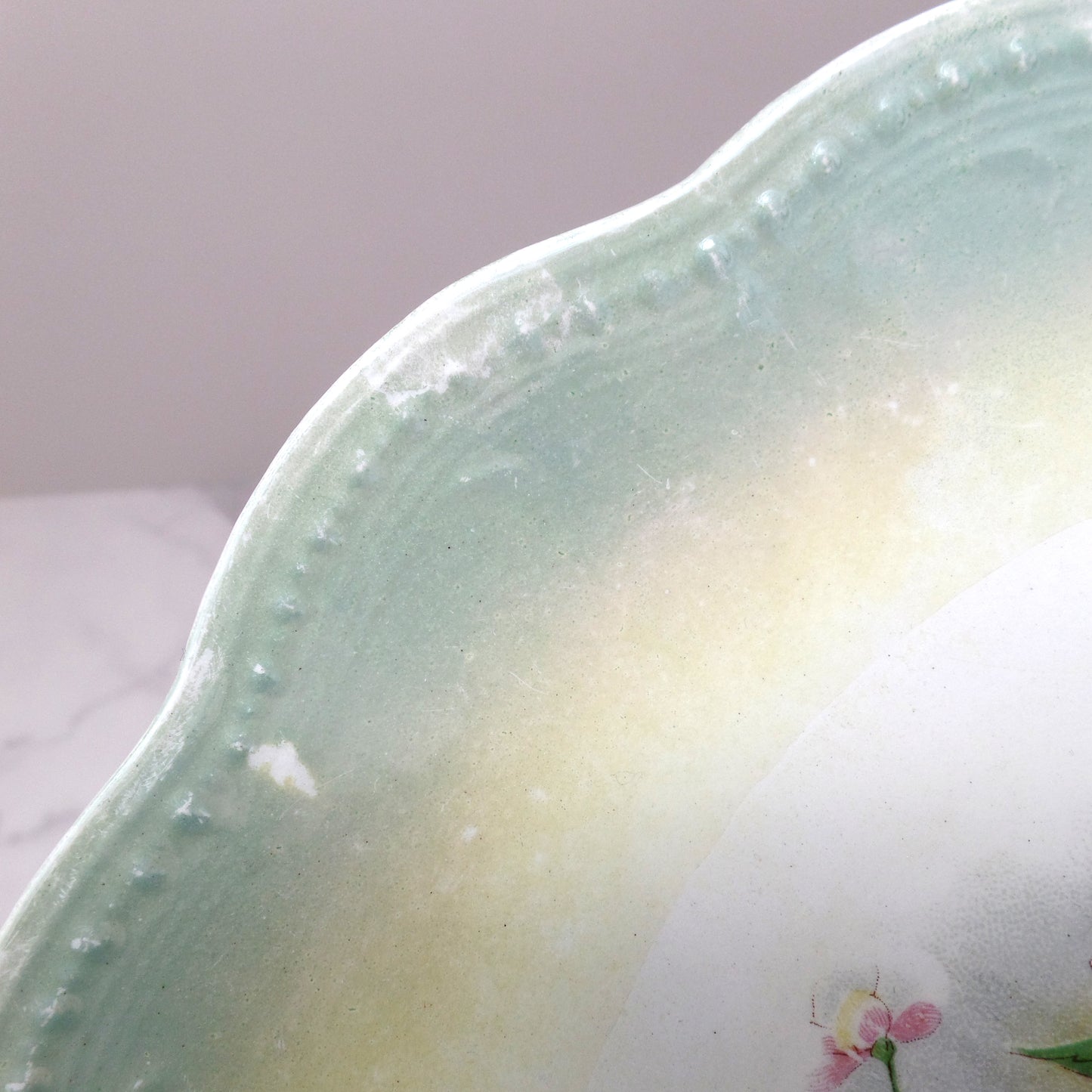 Antique East End Pottery Co. Porcelain Plate, Cherries & Blossoms (1894-1910)