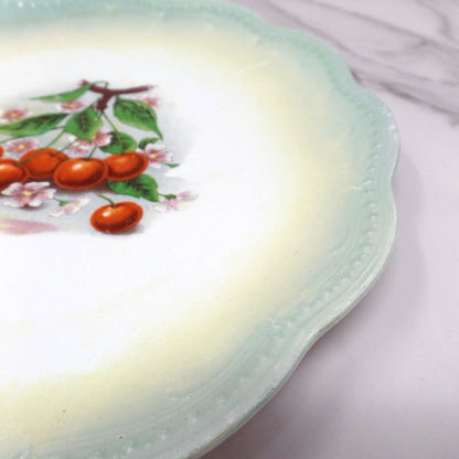 Antique East End Pottery Co. Porcelain Plate, Cherries & Blossoms (1894-1910)