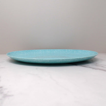 Vintage Joan Luntz Gaiety Melmac Oval Serving Platter, Speckled Turquoise (1950s)