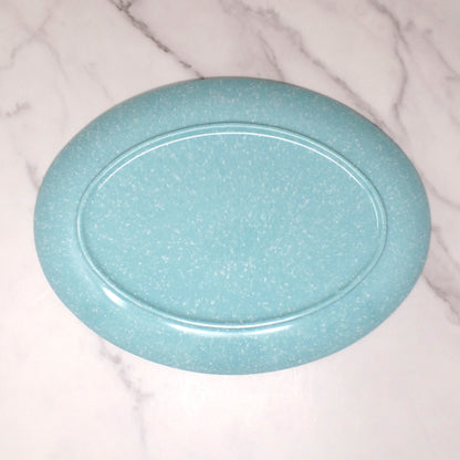 Vintage Joan Luntz Gaiety Melmac Oval Serving Platter, Speckled Turquoise (1950s)