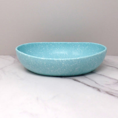 Vintage Joan Luntz Gaiety Melmac Oval Serving Bowl, Speckled Turquoise (1950s)