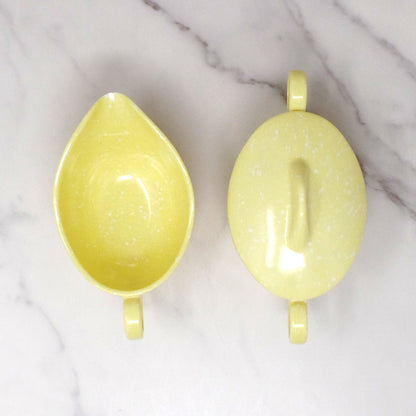 Vintage Joan Luntz Gaiety Melmac / Melamine Cream and Sugar Set, Speckled Yellow (1950s)
