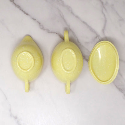 Vintage Joan Luntz Gaiety Melmac / Melamine Cream and Sugar Set, Speckled Yellow (1950s)
