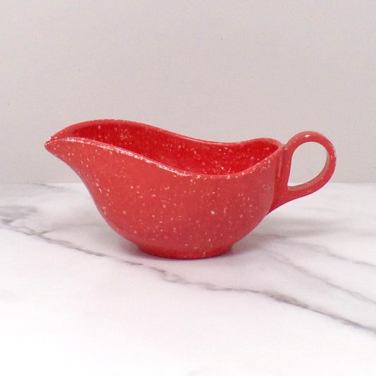 Vintage Joan Luntz Gaiety Melmac / Melamine Cream Pitcher, Speckled Red (1950s)