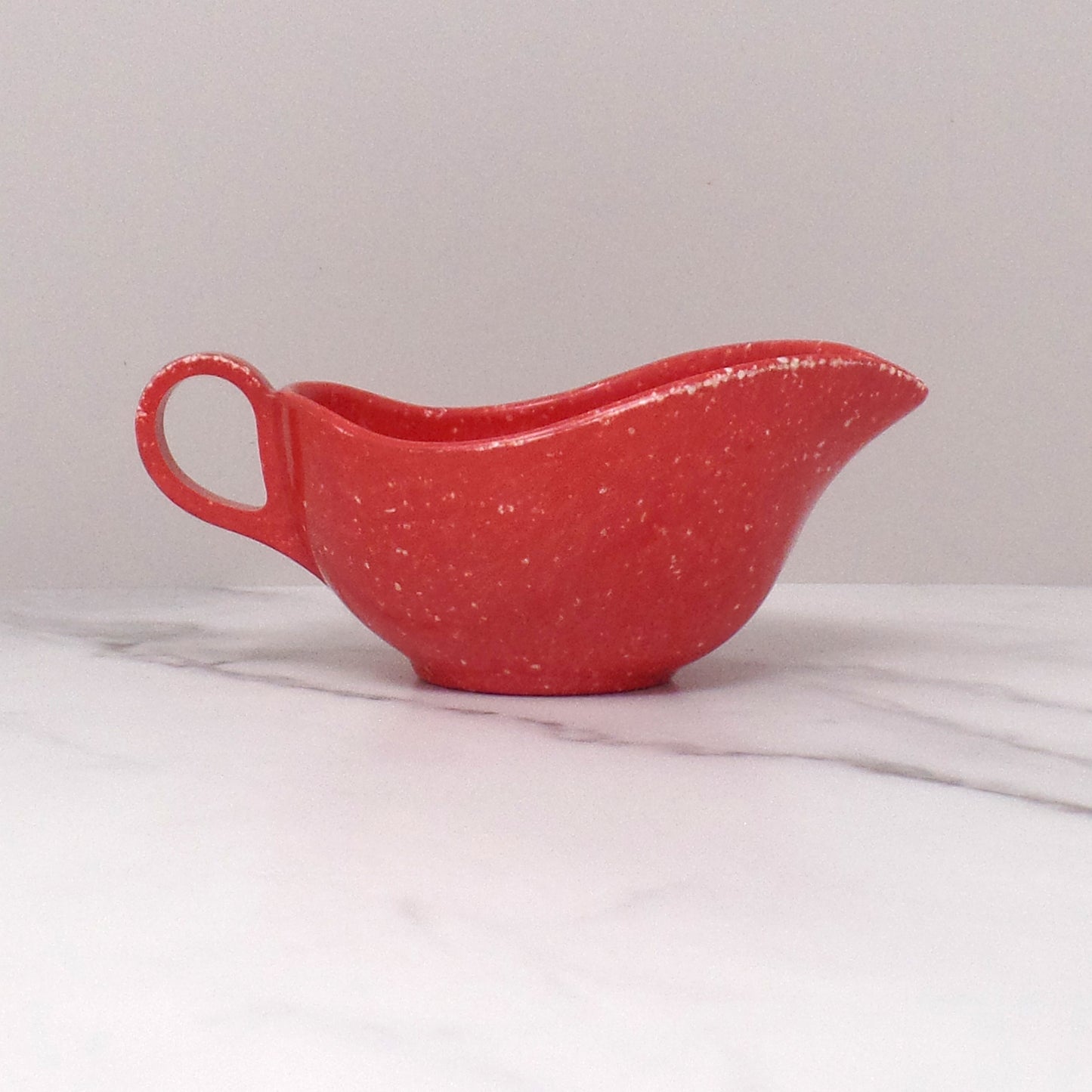 Vintage Joan Luntz Gaiety Melmac / Melamine Cream Pitcher, Speckled Red (1950s)