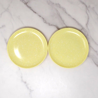 Vintage Joan Luntz Gaiety Melmac 6” Plates, Speckled Yellow - set of 2 (1950s)