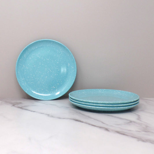 Vintage Joan Luntz Gaiety Melmac 6” Plates, Speckled Turquoise - set of 4 (1950s)