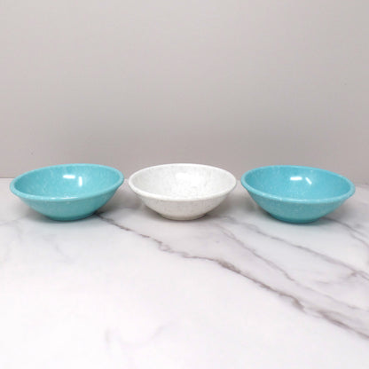 Vintage Melmac / Melamine Imperial Ware 4” Bowl (D-10), Speckled Turquoise & Gray - set of 3 (1950s)