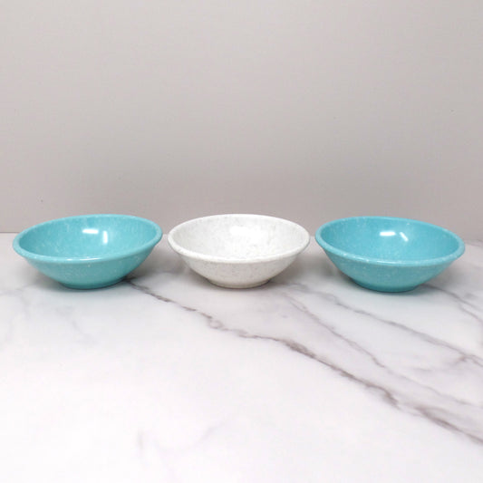 Vintage Melmac / Melamine Imperial Ware 4” Bowl (D-10), Speckled Turquoise & Gray - set of 3 (1950s)