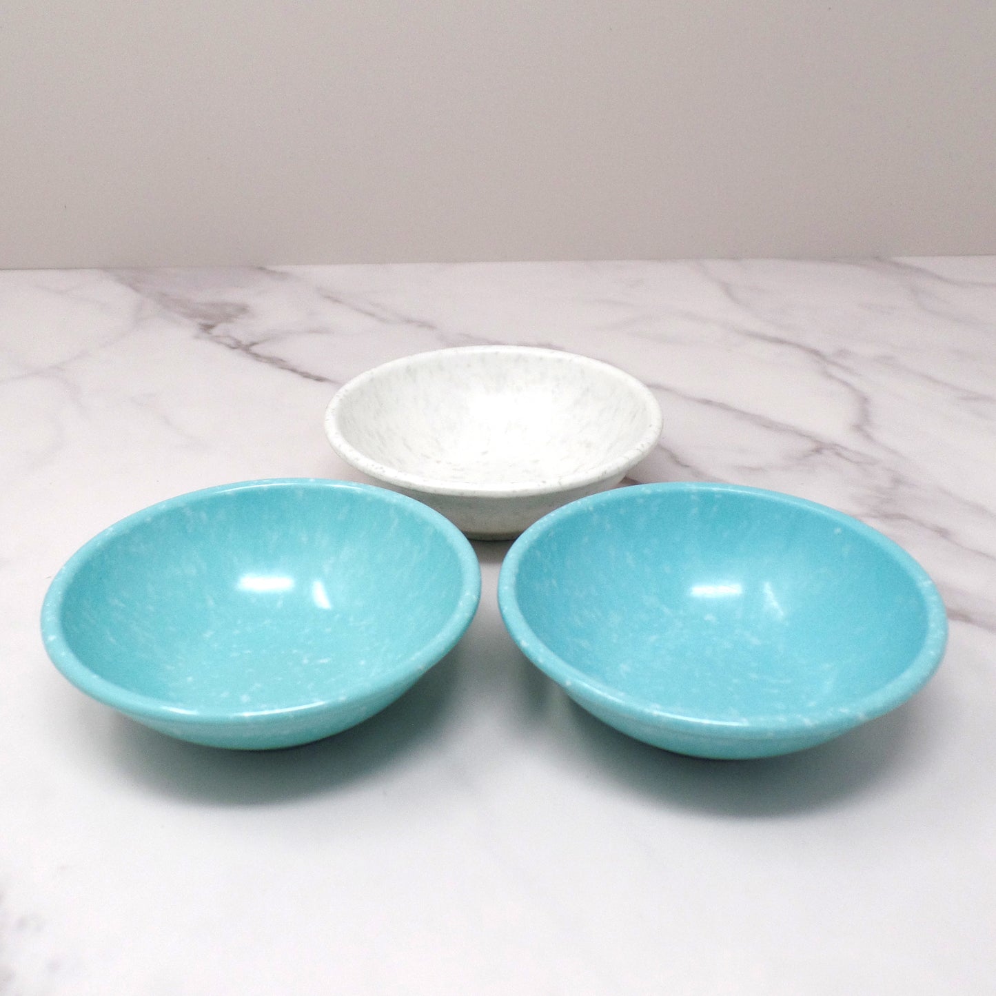 Vintage Melmac / Melamine Imperial Ware 4” Bowl (D-10), Speckled Turquoise & Gray - set of 3 (1950s)